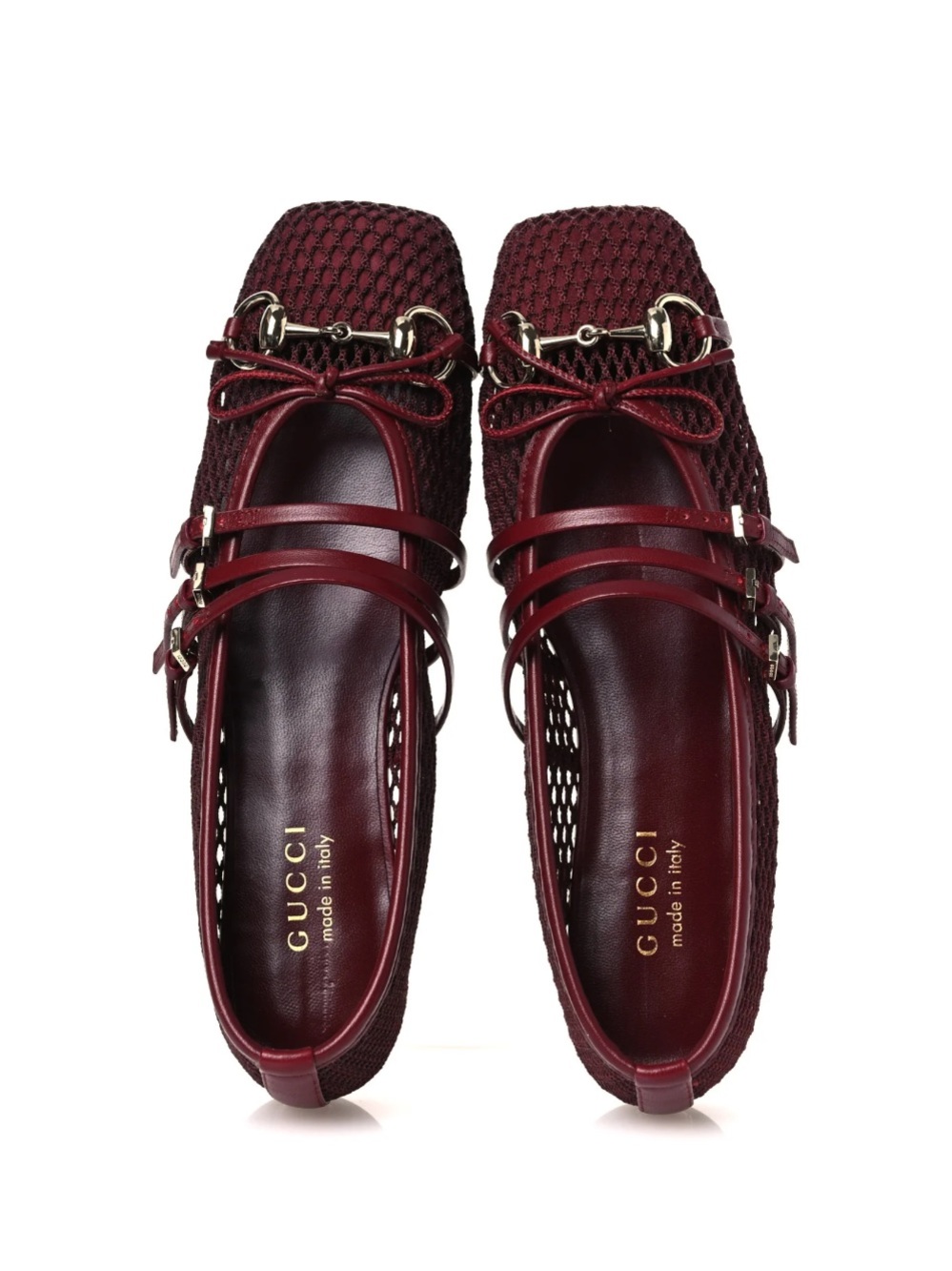 Gucci Mesh Ballerinas in Rosso Ancora